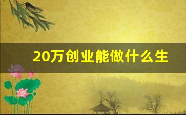 20万创业能做什么生意