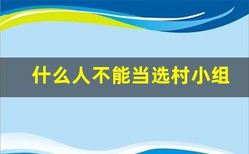 什么人不能当选村小组长_村民小组长会纳入编制吗