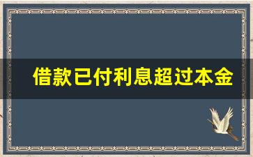 借款已付利息超过本金怎么处理