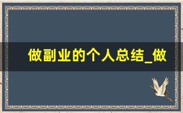 做副业的个人总结_做副业周总结100字