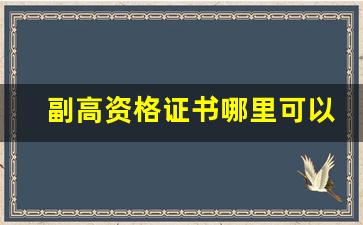 副高资格证书哪里可以查