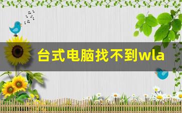 台式电脑找不到wlan