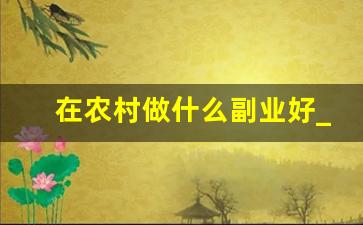 在农村做什么副业好_农村创业干什么