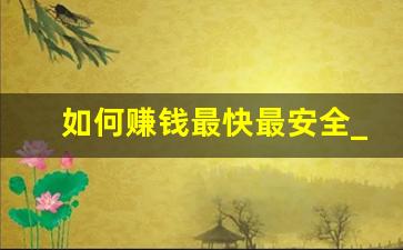 如何赚钱最快最安全_2024下一个赚钱风口