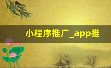 小程序推广_app推广联盟