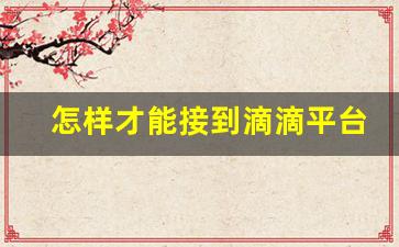 怎样才能接到滴滴平台优质单_滴滴司机等单技巧