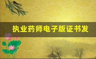 执业药师电子版证书发放时间