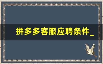 拼多多客服应聘条件_拼多多客服有什么要求没有