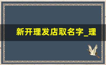 新开理发店取名字_理发店起名