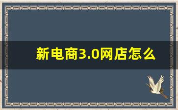 新电商3.0网店怎么开