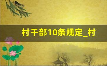 村干部10条规定_村干部新政策