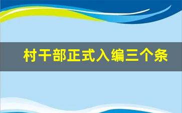 村干部正式入编三个条件