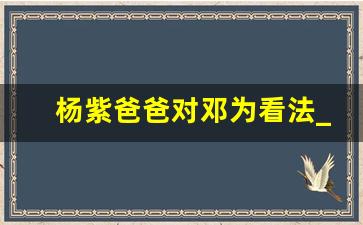 杨紫爸爸对邓为看法_邓为在现实中喜欢杨紫吗