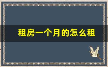 租房一个月的怎么租