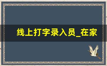 线上打字录入员_在家录入员招聘