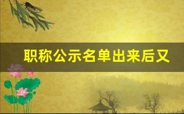 职称公示名单出来后又没了_已经评上职称可以举报吗