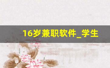 16岁兼职软件_学生党挣钱软件