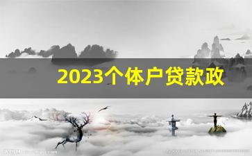 2023个体户贷款政策