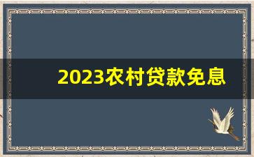 2023农村贷款免息三年