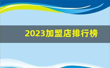 2023加盟店排行榜