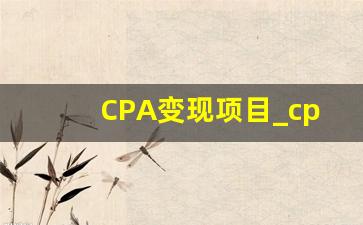 CPA变现项目_cpa赚钱