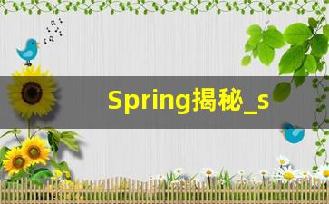 Spring揭秘_spring是什么药