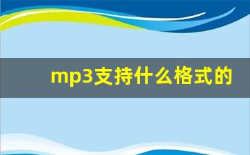 mp3支持什么格式的小说