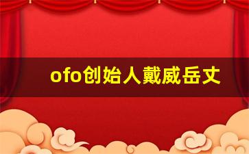 ofo创始人戴威岳丈_ofo总裁戴威的现状