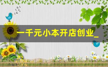 一千元小本开店创业_2024冷门暴利生意