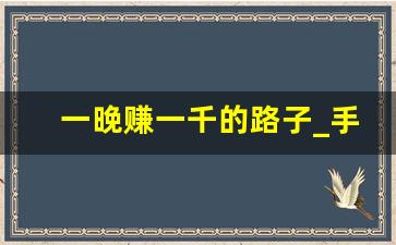 一晚赚一千的路子_手工活300一天在家做