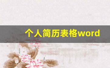 个人简历表格word文档