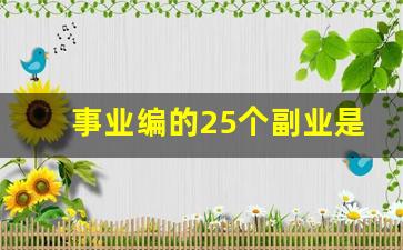 事业编的25个副业是什么_事业编做什么副业好