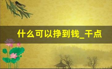 什么可以挣到钱_干点啥挣钱呢