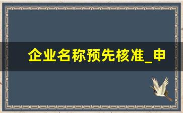 企业名称预先核准_申请公司名称预先核名