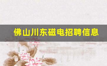 佛山川东磁电招聘信息_佛山临时工一天一结