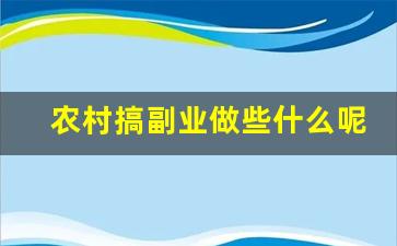 农村搞副业做些什么呢