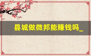 县城做微邦能赚钱吗_做微帮平台怎么赚钱