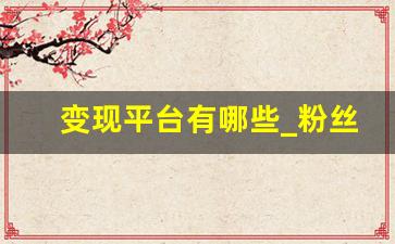 变现平台有哪些_粉丝变现是什么意思啊