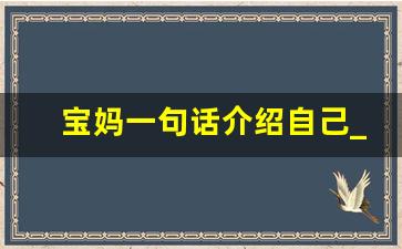 宝妈一句话介绍自己_抖音宝妈必火的句子