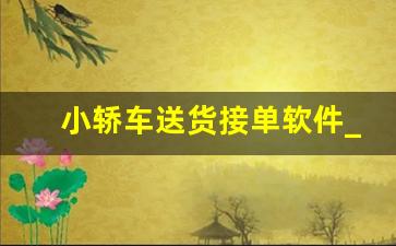 小轿车送货接单软件_小车可以跑什么平台送货