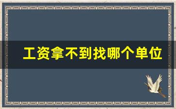 工资拿不到找哪个单位