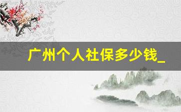 广州个人社保多少钱_广州居民社保多少钱一年