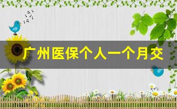 广州医保个人一个月交多少钱_广州医保自己交多少钱