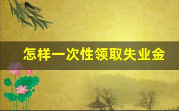 怎样一次性领取失业金_自主创业一次性领取失业金