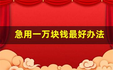 急用一万块钱最好办法_征信通不过应该去哪里借钱