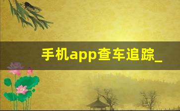 手机app查车追踪_什么手机软件可以查车在哪里