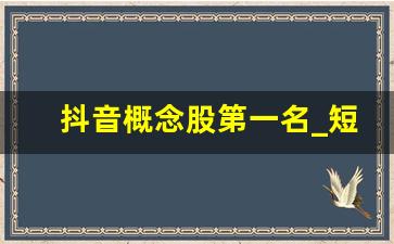 抖音概念股第一名_短视频龙头上市公司