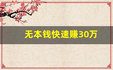 无本钱快速赚30万