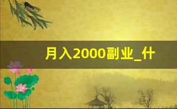 月入2000副业_什么副业一个月赚2000