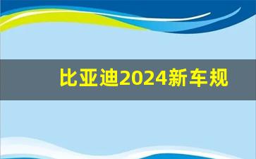 比亚迪2024新车规划_比亚迪未来1-3年规划